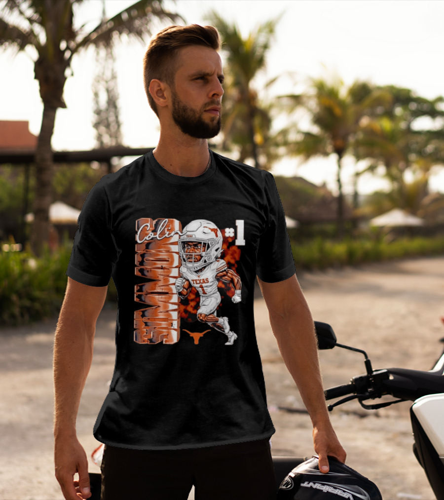 Colin Simmons #1 Texas Longhorns Football Caricature T-Shirt
