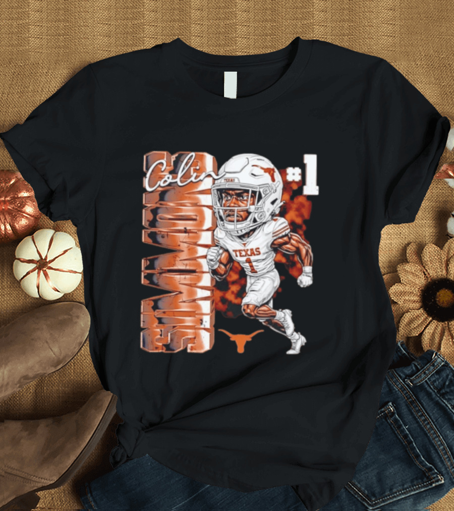 Colin Simmons #1 Texas Longhorns Football Caricature T-Shirt