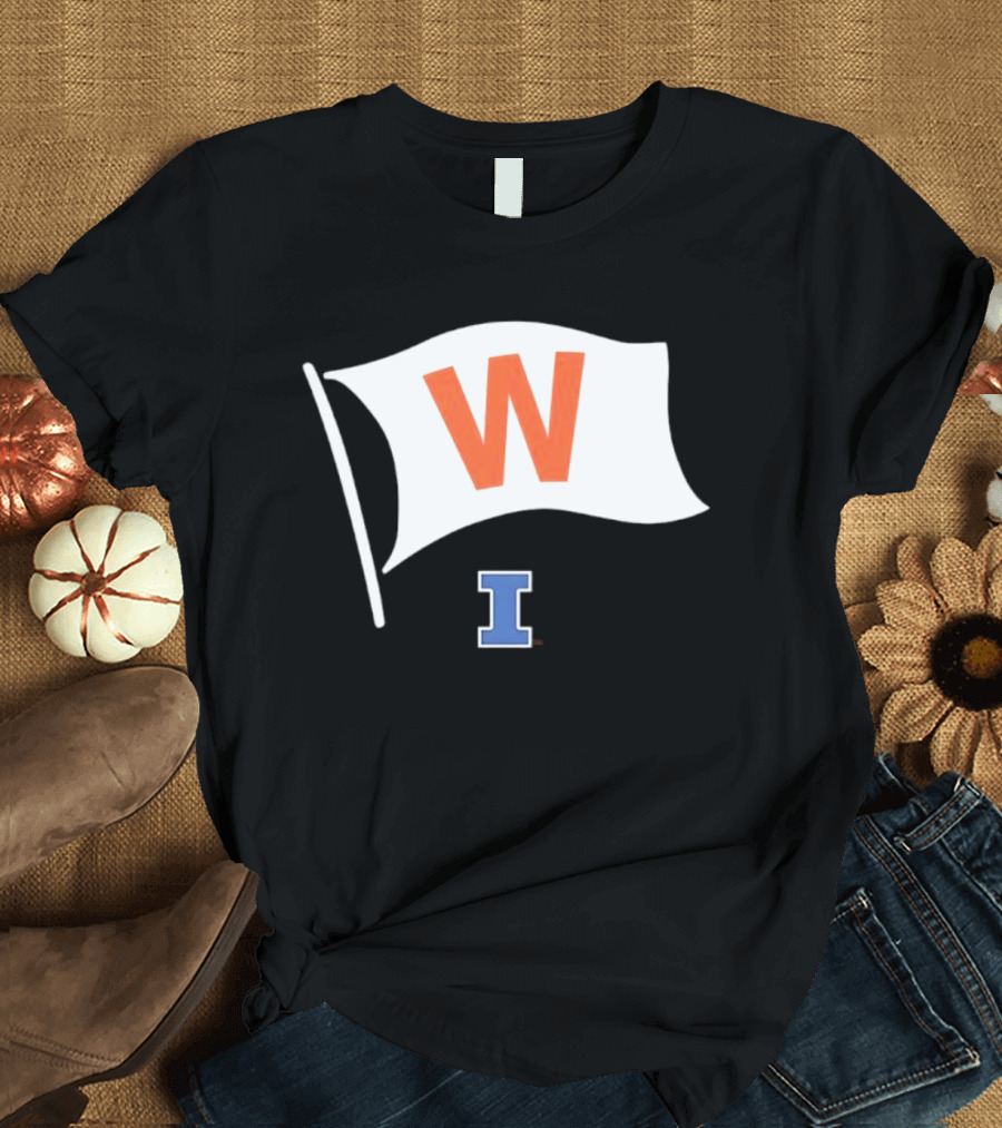 Illinois Fighting Illini Football Fly The W Flag Waving Victory T-Shirt