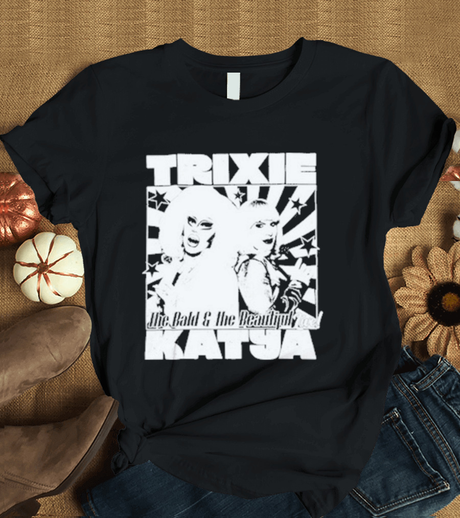 Trixie Katya The Bald And The Beautiful Stars Burst Microphone T-Shirt