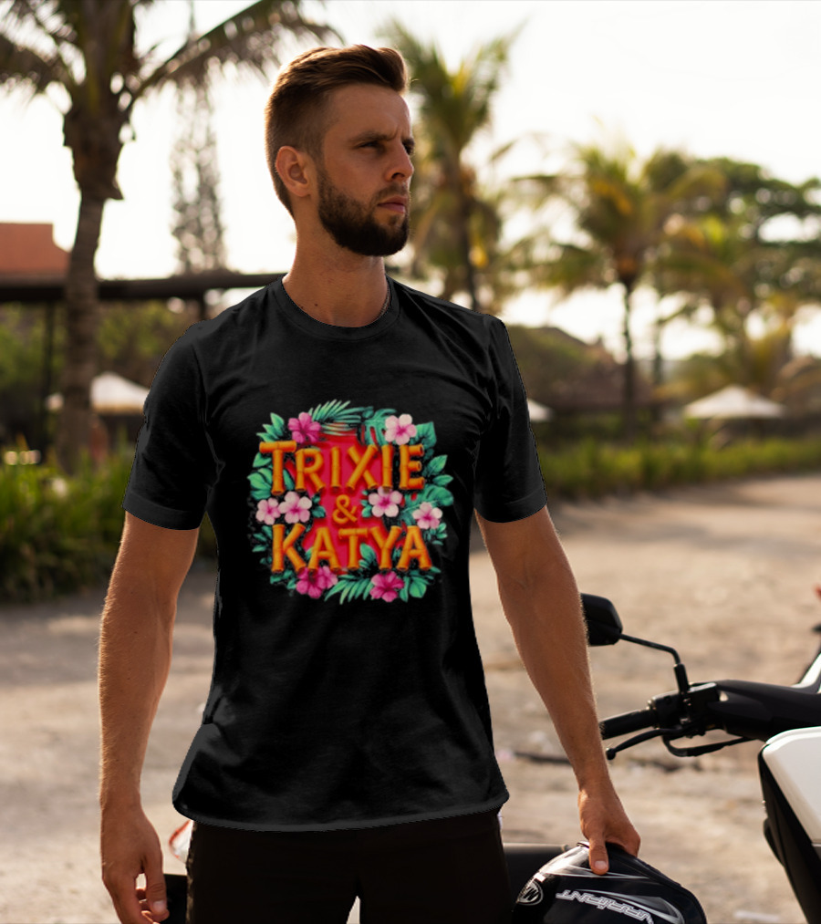 Trixie & Katya Tropical Floral Design Surfers T-Shirt