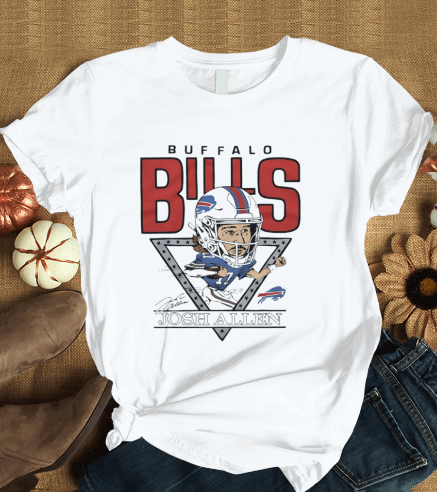 Buffalo Bills Josh Allen Football Caricature Triangle T-Shirt