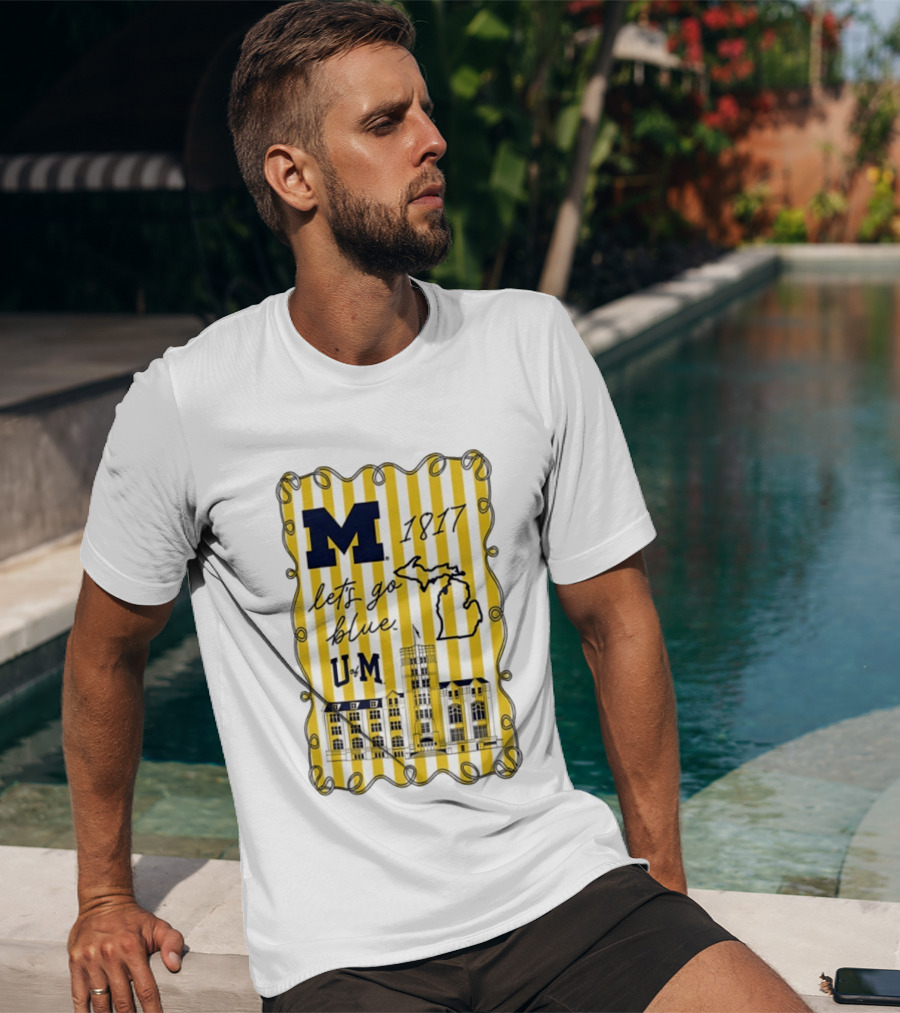 Michigan Wolverines M 1817 Let's Go Blue U Of M Campus Map T-Shirt