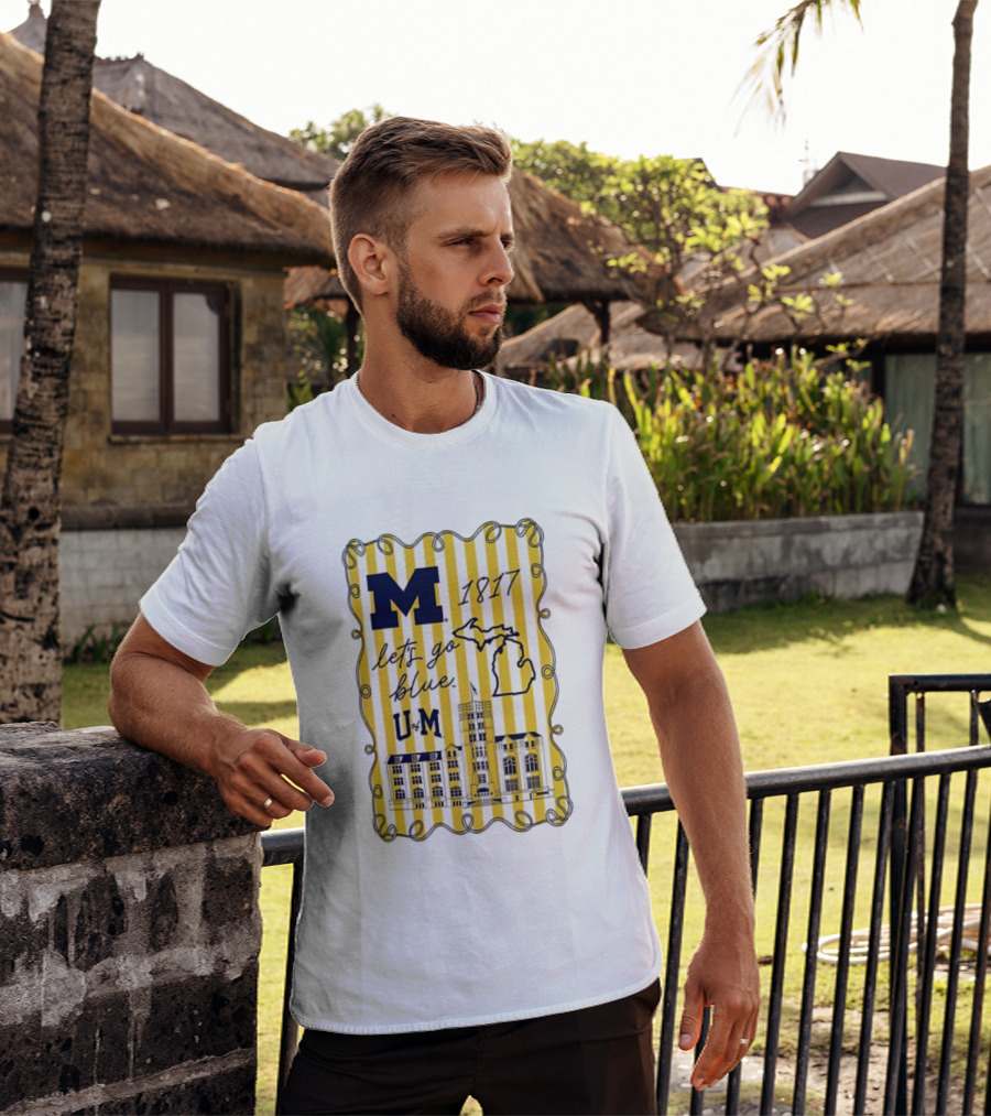 Michigan Wolverines M 1817 Let's Go Blue U Of M Campus Map T-Shirt