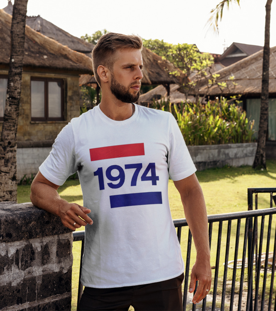 Chris Martin 1974 Vintage Blue And Red Stripes T-Shirt
