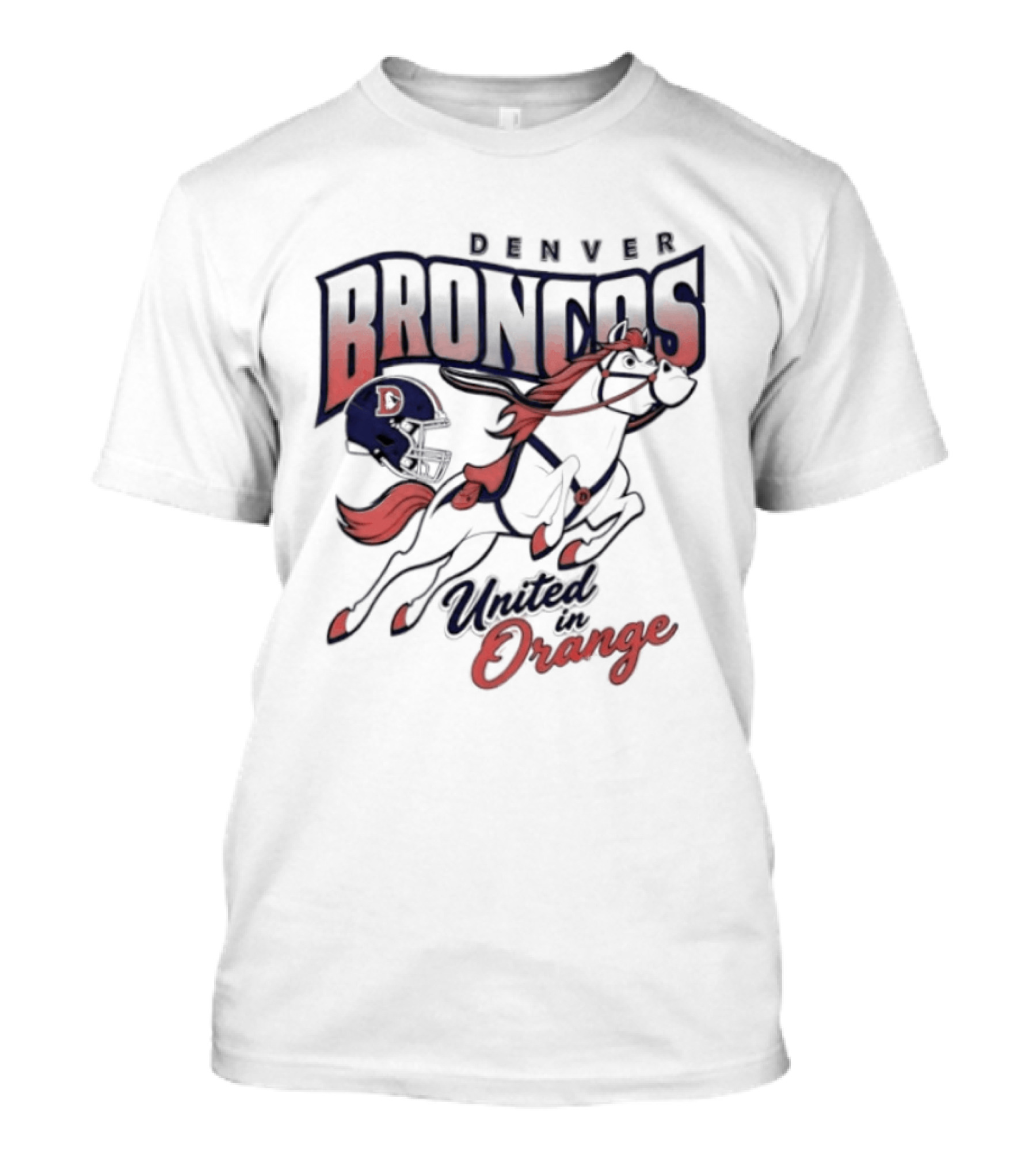 Denver Broncos United In Orange Football Helmet Horse T-Shirt