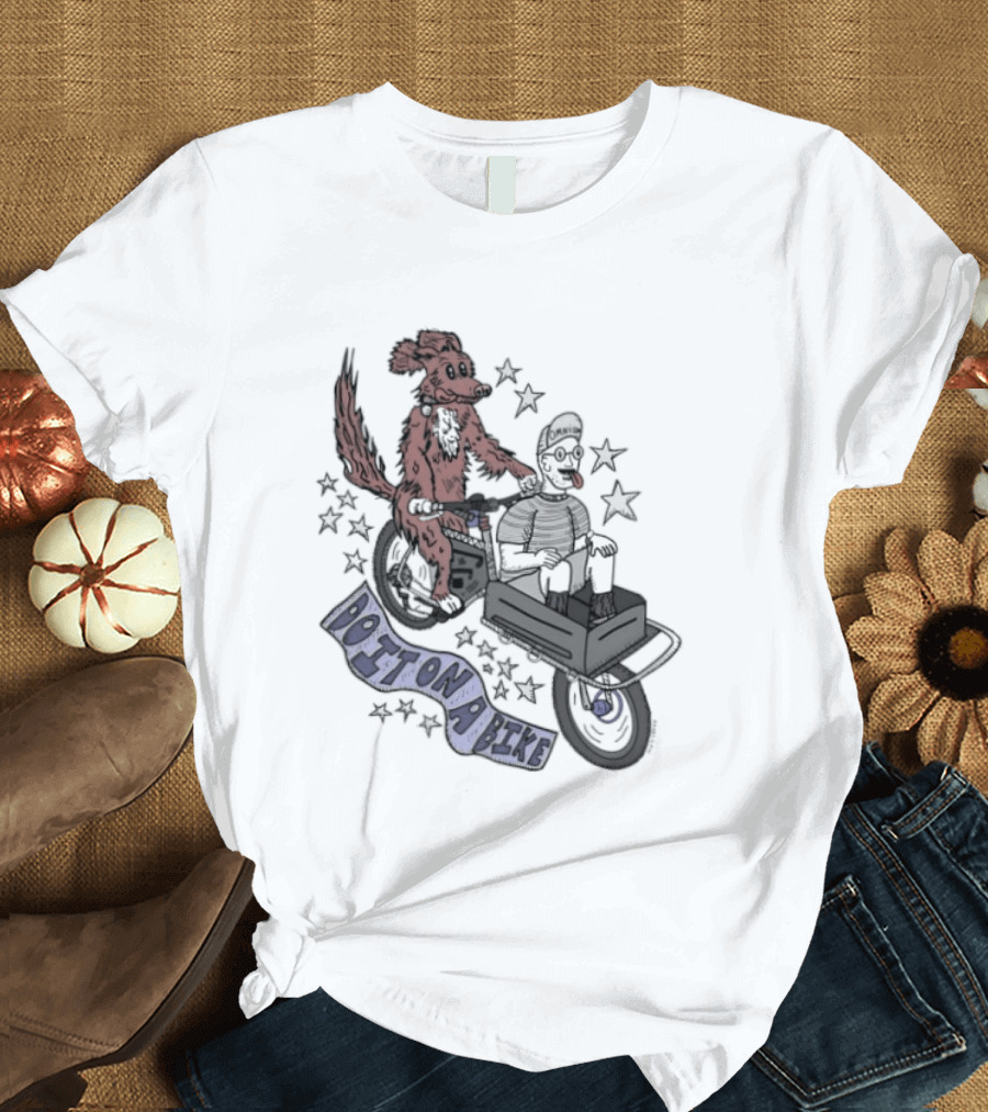 Original Dog On A Bike Omnium Cycling Matt Crank Free And High Stars T-Shirt