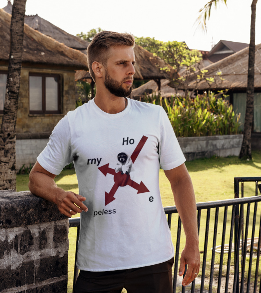 Raccoon Horny Hopeless Hoe Arrows T-Shirt
