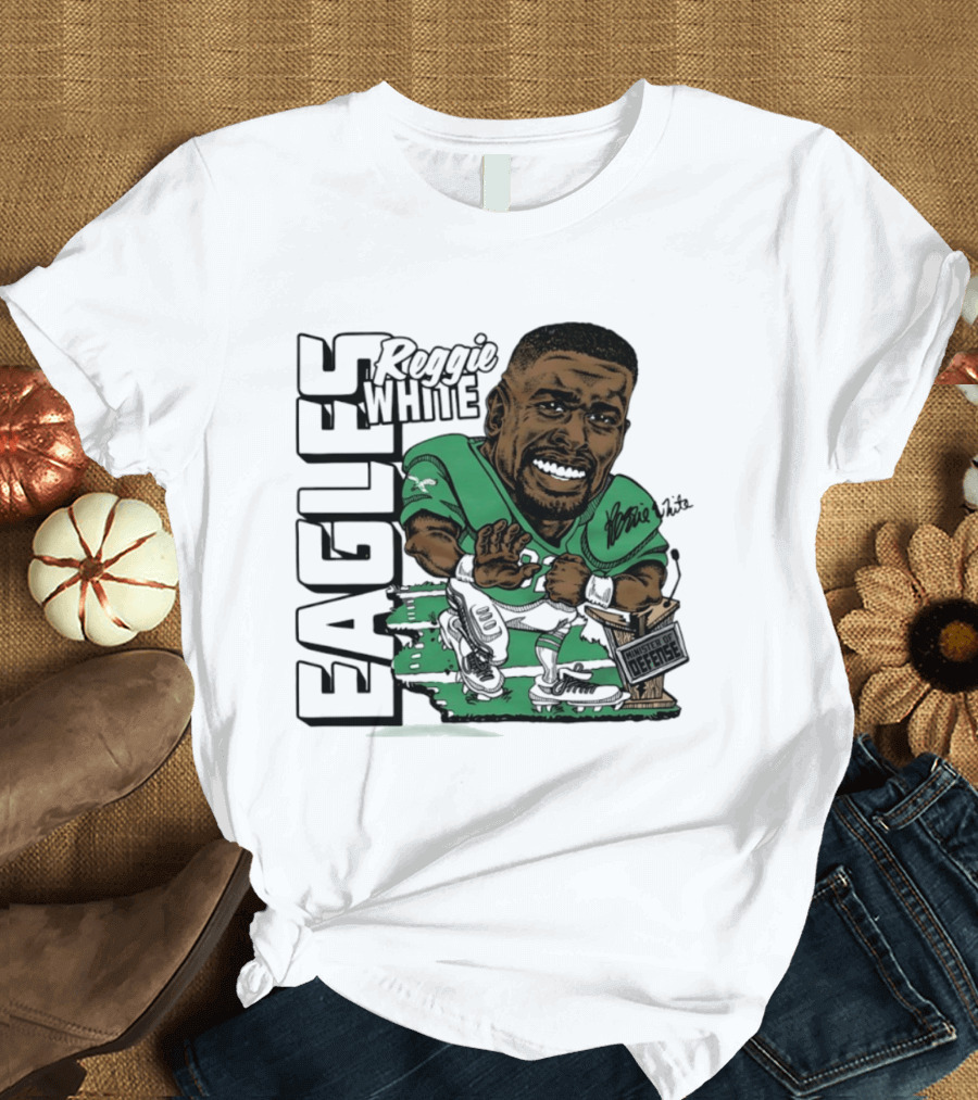 Reggie White Philadelphia Eagles Caricature Art NFL Legendary Player T-Shirt