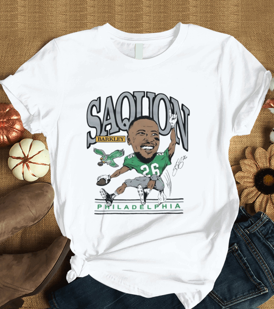 Saquon Barkley Philadelphia Football Caricature Eagles Fan T-Shirt