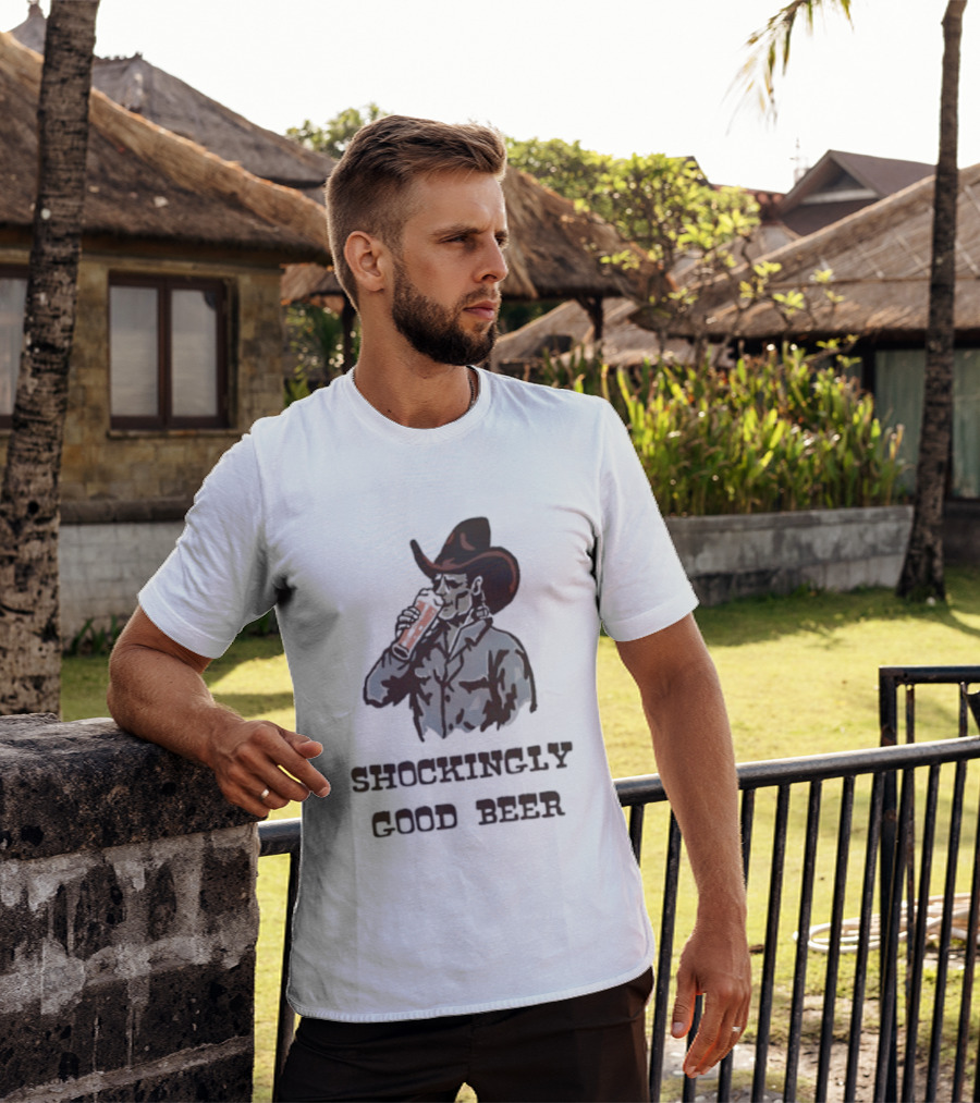 Shockingly Good Beer Cowboy Frankenstein Drinking Beverage T-Shirt