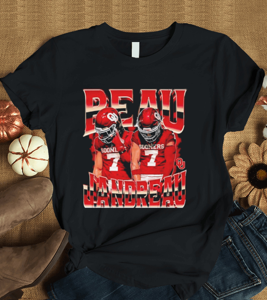 Beau Jandreau Oklahoma Sooners Football Number 7 NCAA Player Collage T-Shirt