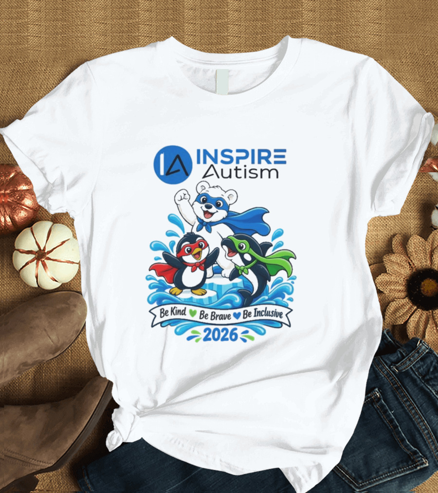 Inspire Autism Hero Walk 2026 Be Kind Brave Inclusive T-Shirt
