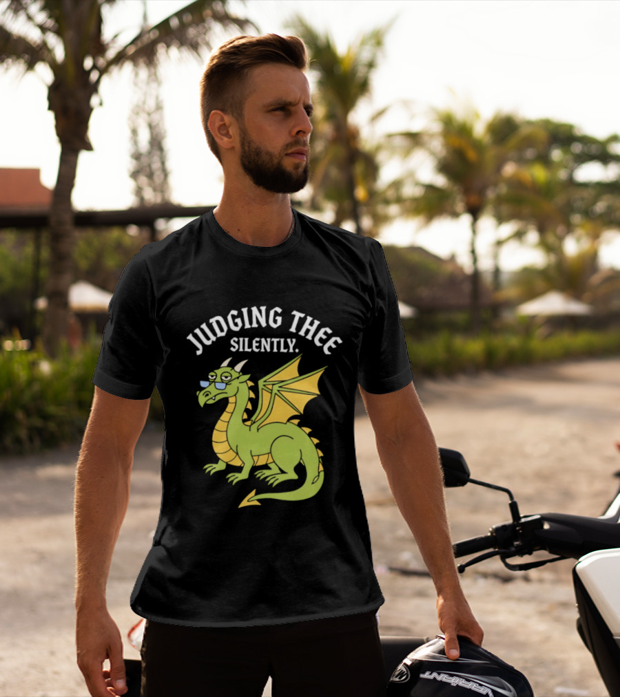 Judging Thee Silently Dragon With Sunglasses T-Shirt