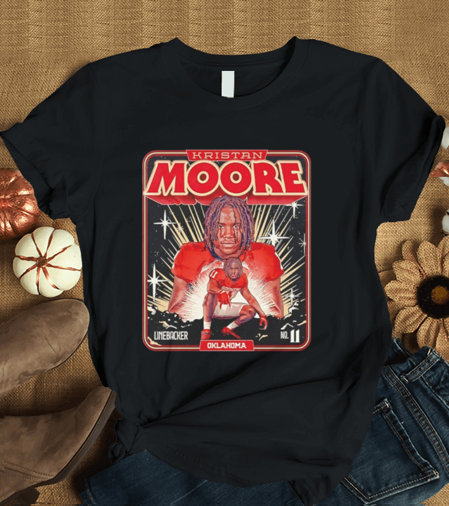 Kristan Moore Linebacker 11 Oklahoma Sooners Football T-Shirt