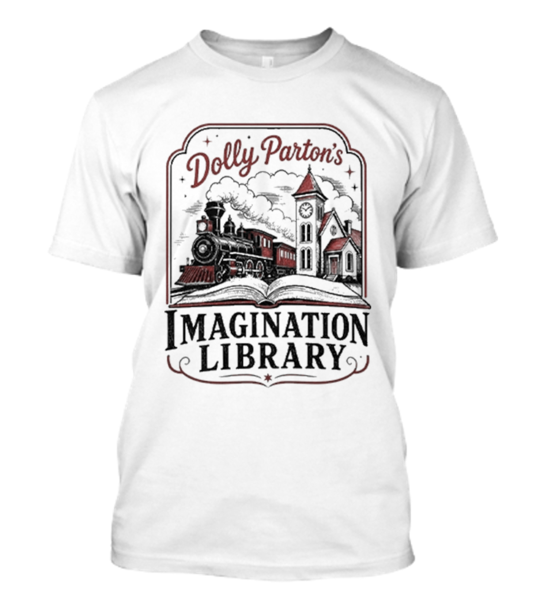 Dolly Parton's Imagination Library Train And Tower Scene T-Shirt