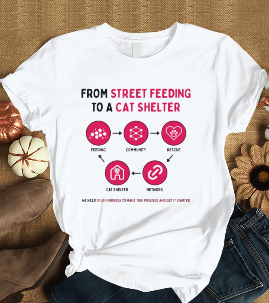 From Street Feeding To A Cat Shelter Feeding Community Rescue Cat Shelter Network T-Shirt