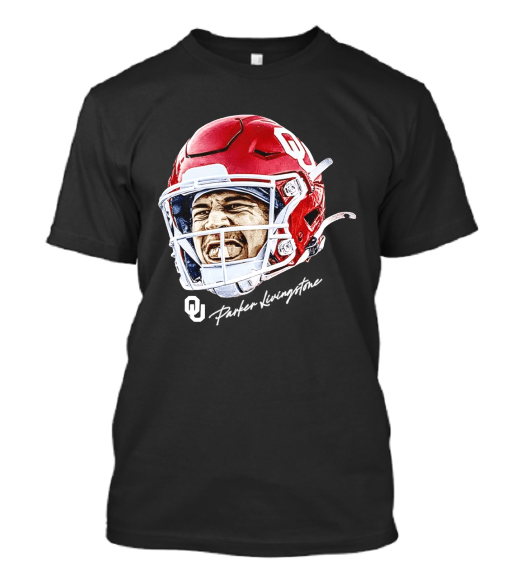 Oklahoma Sooners Parker Livingstone Football Swag Head OU Helmet T-Shirt