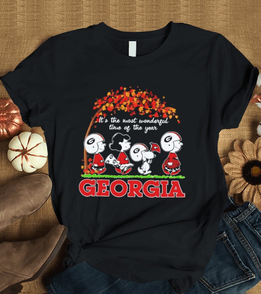 Peanuts Georgia Bulldogs Fall Halloween It's The Most Wonderful Time Of The Year T-Shirt