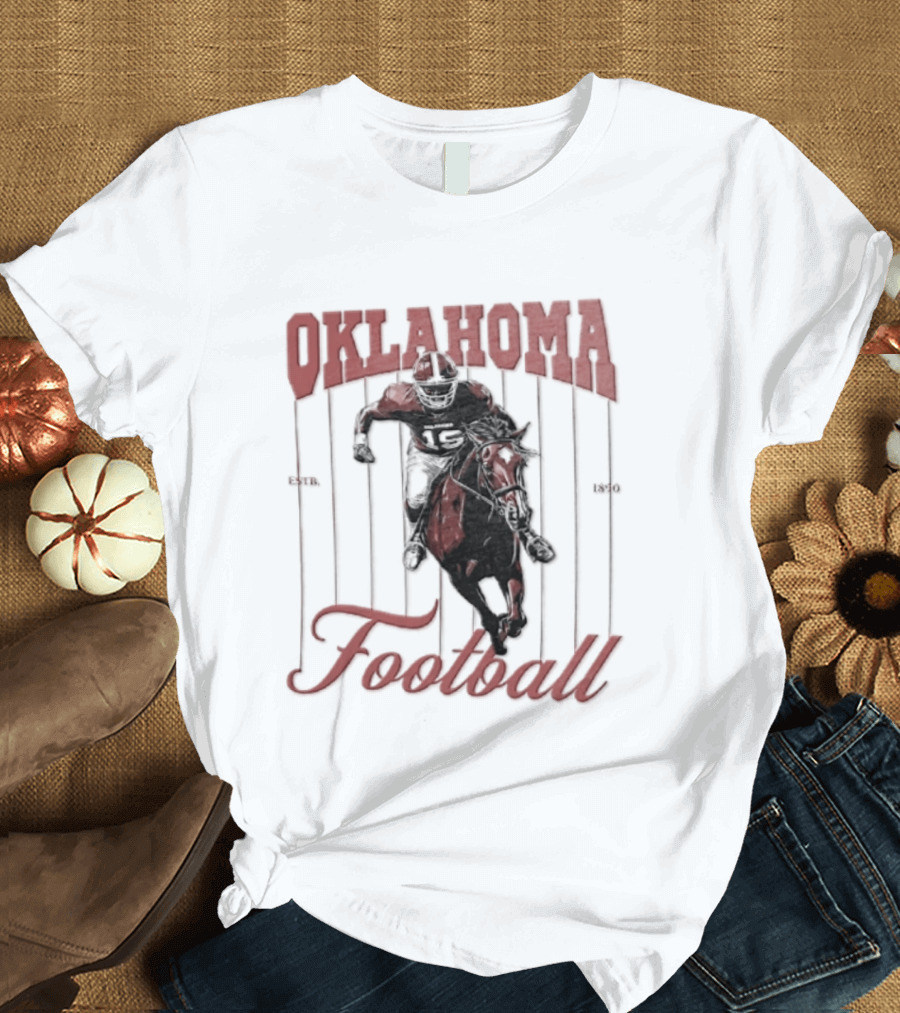 Oklahoma Sooners Football Player On Horse Estb 1890 T-Shirt