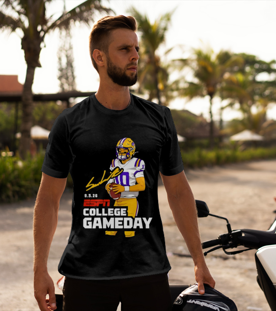 Sam Leavitt 9 3 26 ESPN College Gameday LSU Tigers Football T-Shirt