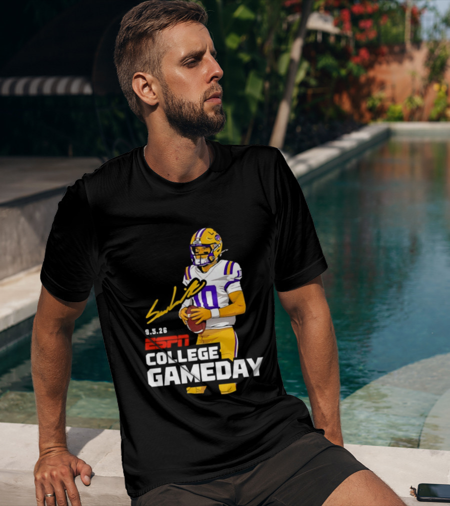 Sam Leavitt 9 3 26 ESPN College Gameday LSU Tigers Football T-Shirt