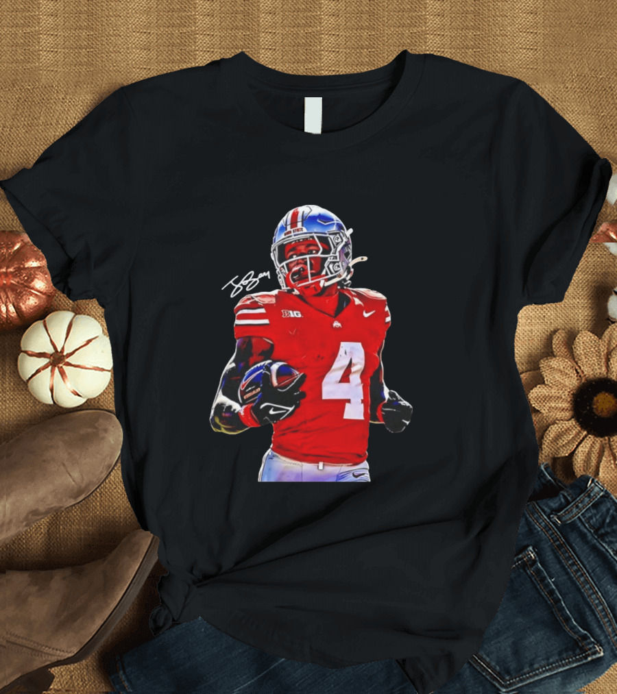 Jeremiah Smith Ohio State Buckeyes Football Number 4 T-Shirt