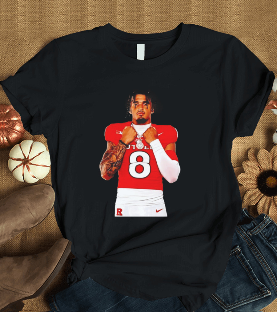 KJ Duff Rutgers Scarlet Knights Football Number 8 NCAA Moment T-Shirt