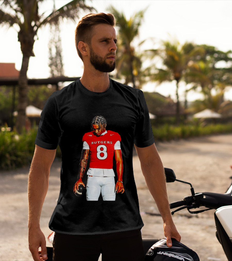 KJ Duff Number 8 Rutgers Scarlet Knights NCAA Football Player Nike Jersey T-Shirt