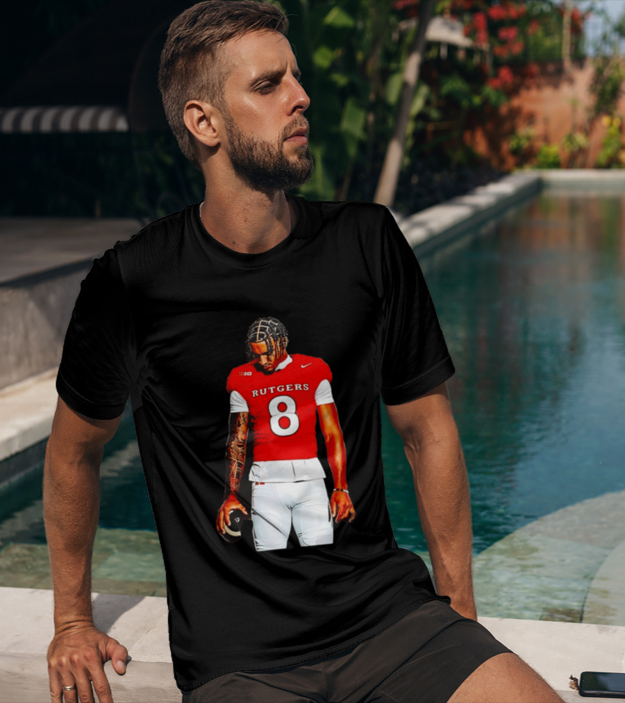 KJ Duff Number 8 Rutgers Scarlet Knights NCAA Football Player Nike Jersey T-Shirt