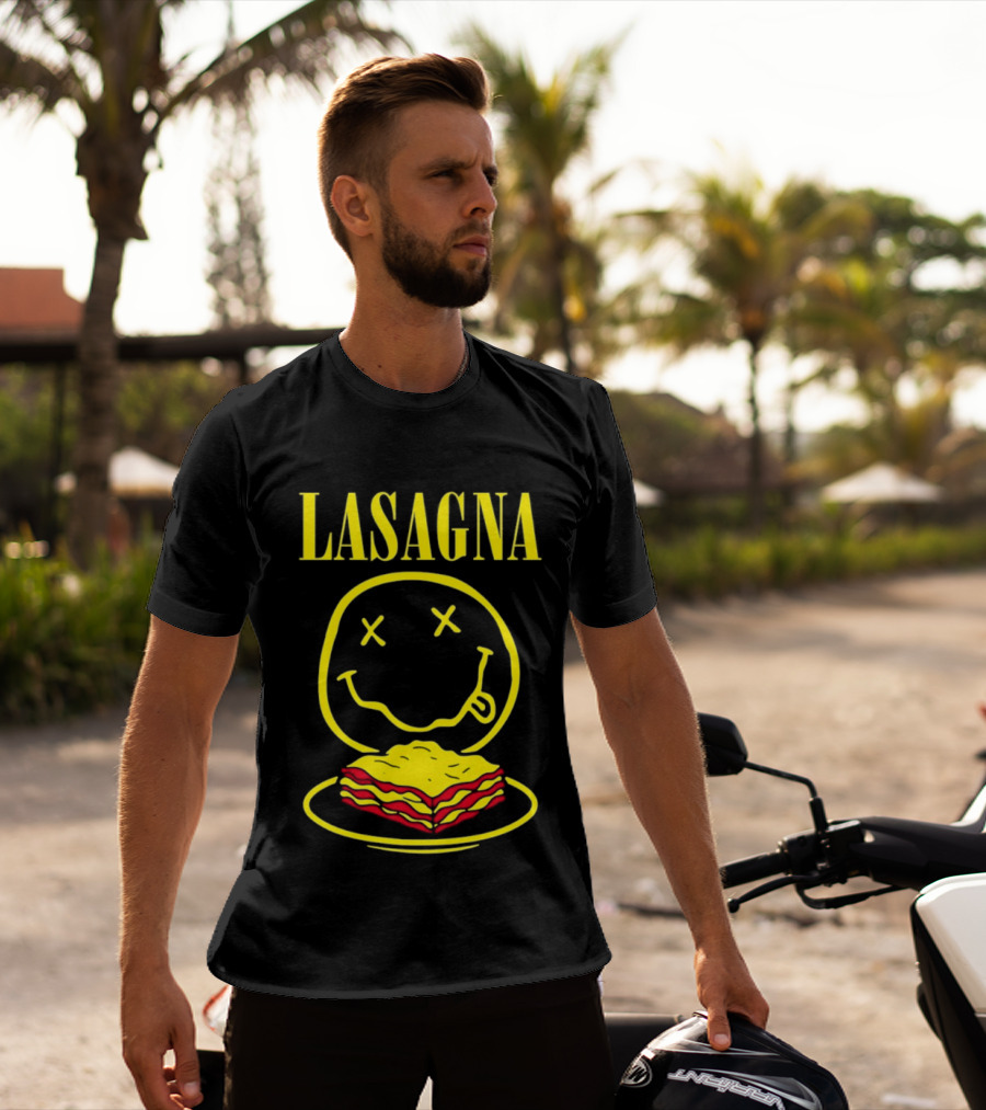 Lasagna Smiley Face Grunge Band Nirvana T-Shirt