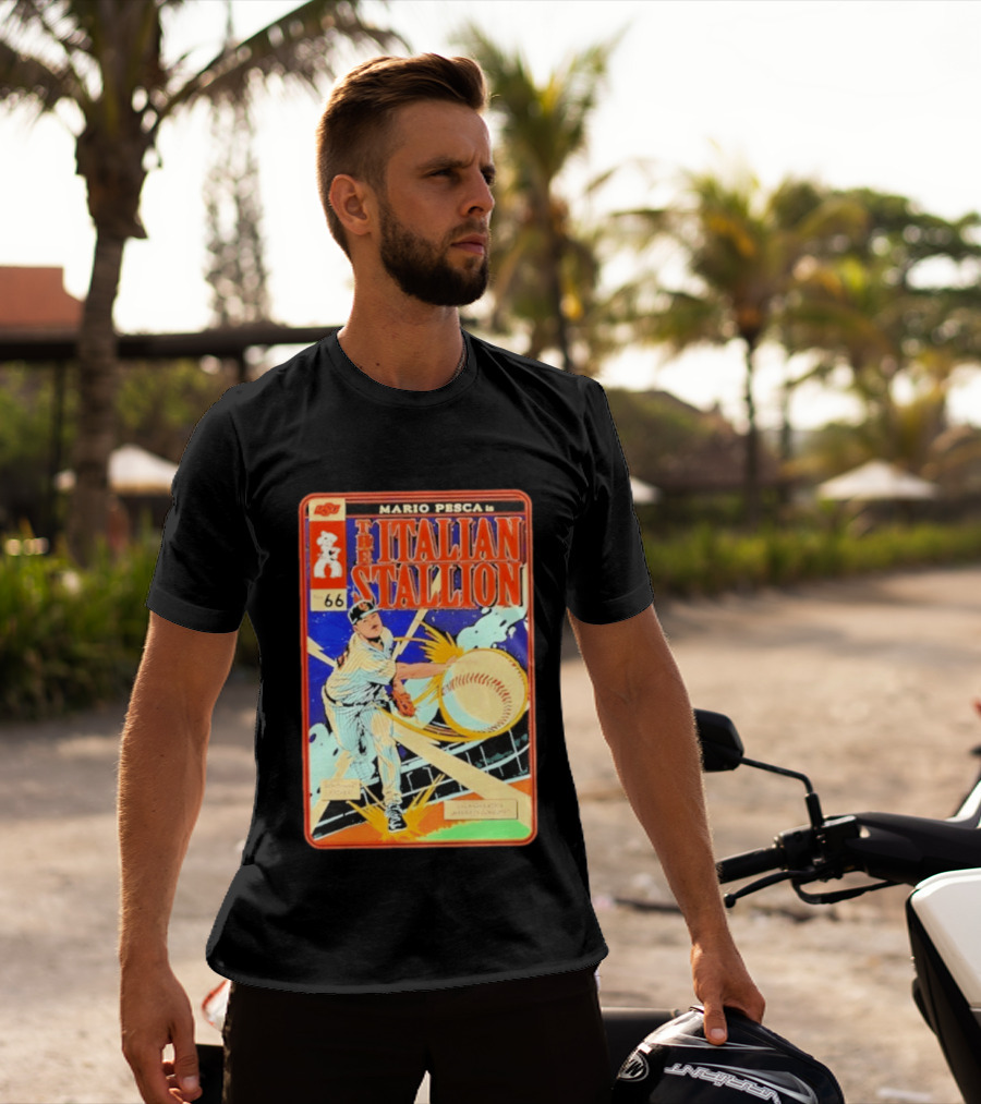 Mario Pesca The Italian Stallion Comic No 66 Oklahoma State Cowboys Baseball T-Shirt