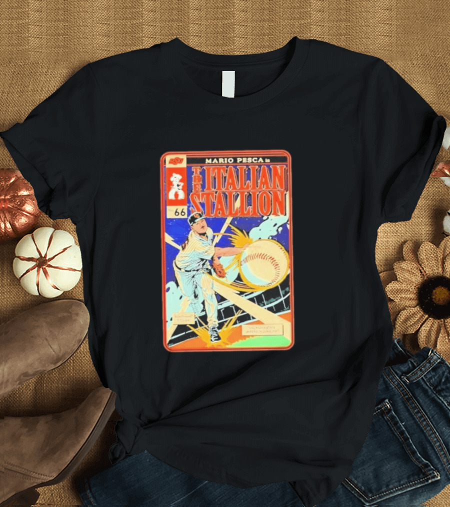 Mario Pesca The Italian Stallion Comic No 66 Oklahoma State Cowboys Baseball T-Shirt