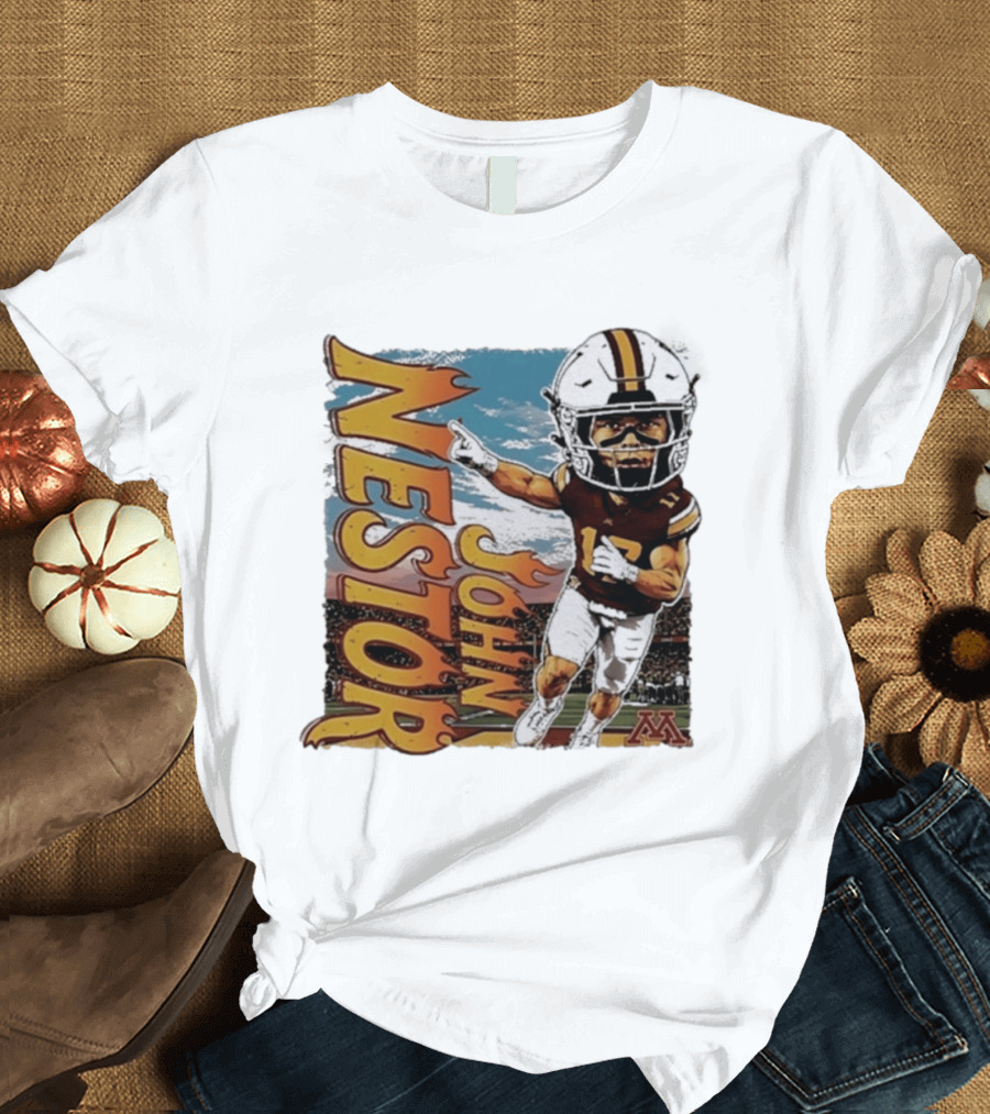 John Nestor Minnesota Golden Gophers Football Player Caricature 17 Football Helmet Minnesota T-Shirt