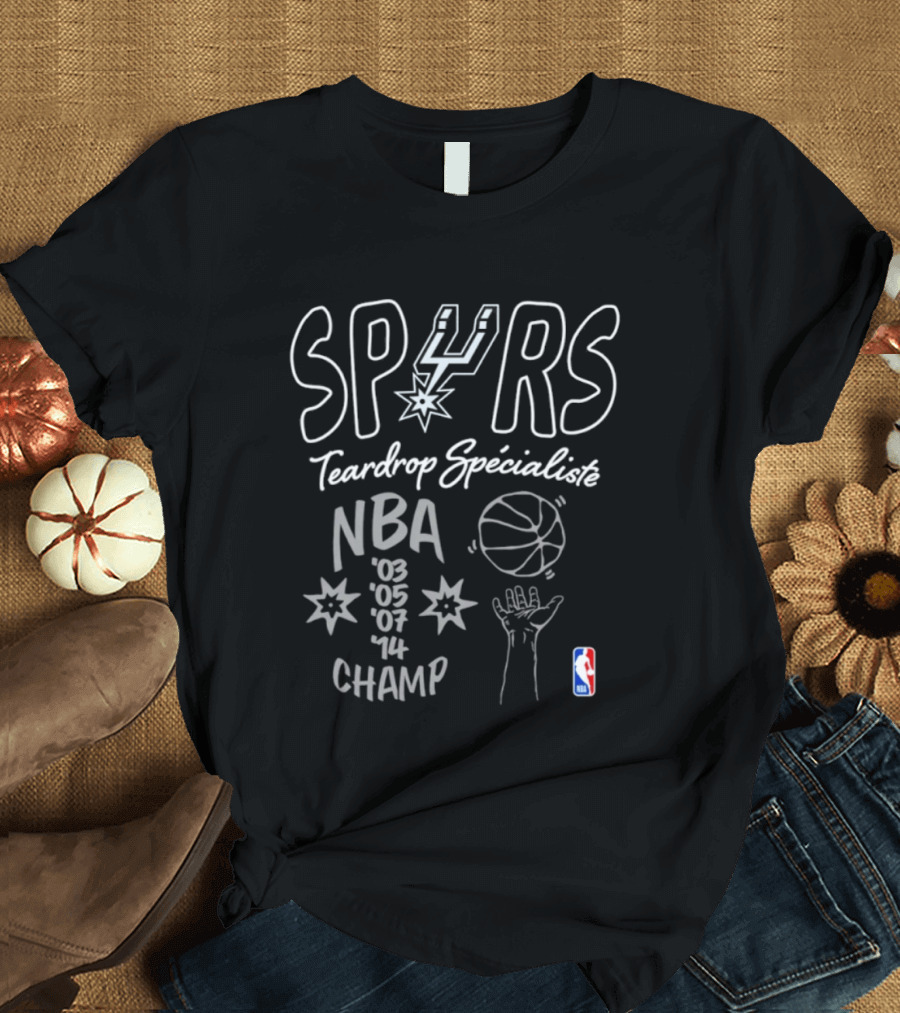 San Antonio Spurs Teardrop Specialist NBA 03 05 07 14 Champ T-Shirt
