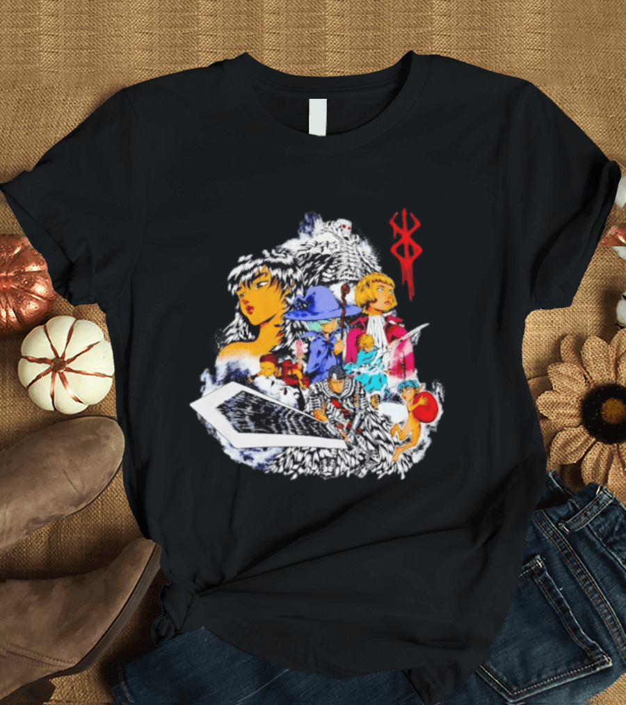Berserk Guts Griffith Casca Schierke Puck Isidro Farnese Iconic Manga Characters T-Shirt