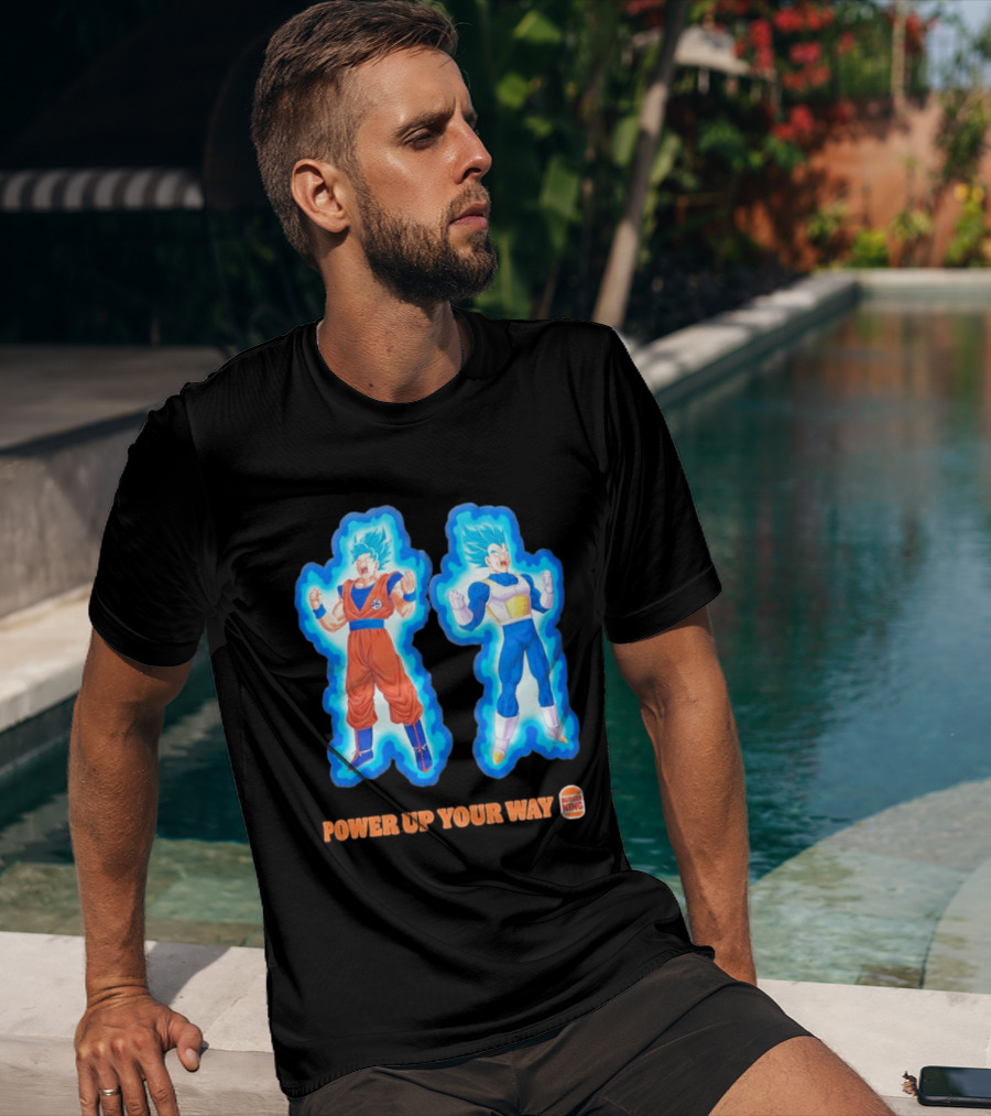 Burger King Dragon Ball Super Power Up Your Way Collaboration Featuring Iconic Saiyan Characters T-Shirt
