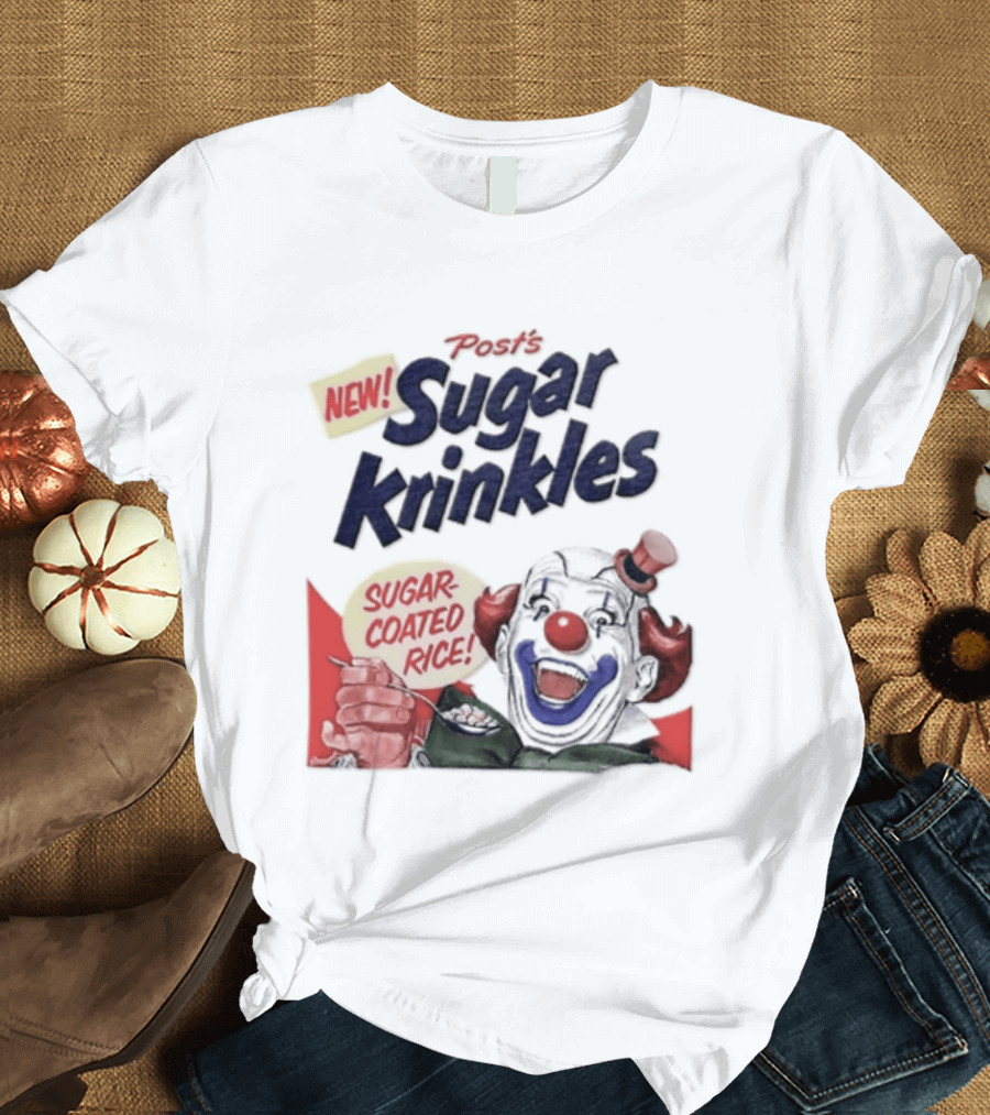 Post's New Sugar Krinkles Sugar Coated Rice Clown Cereal T-Shirt