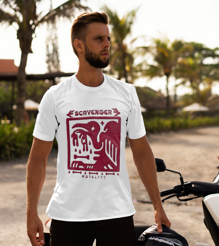 Scavenger Motel 777 Bird Design With Bones And Droplets T-Shirt