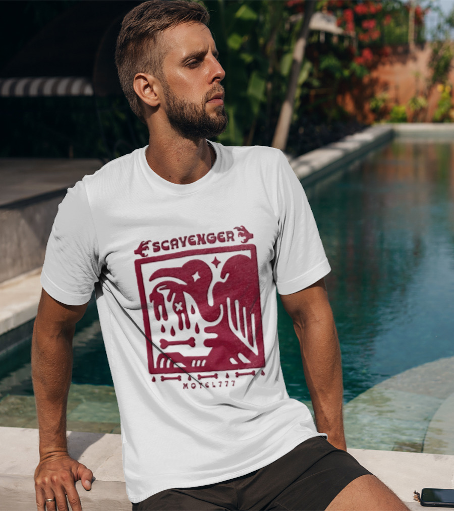 Scavenger Motel 777 Bird Design With Bones And Droplets T-Shirt