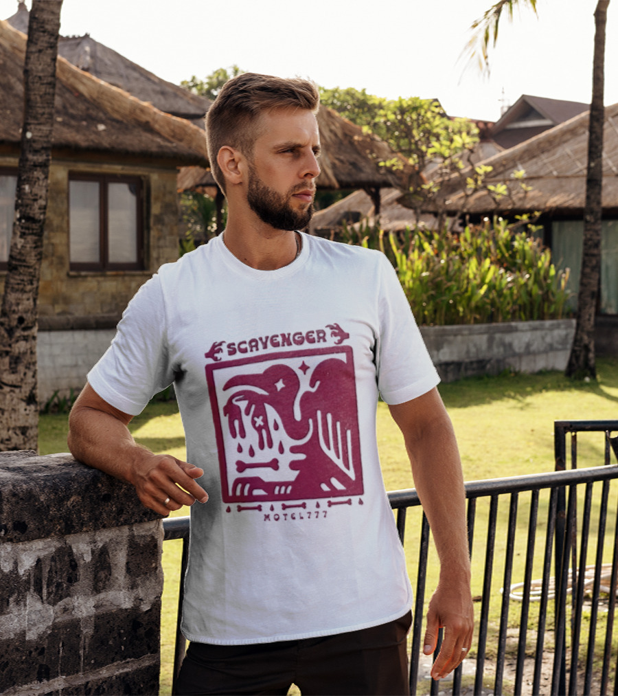 Scavenger Motel 777 Bird Design With Bones And Droplets T-Shirt