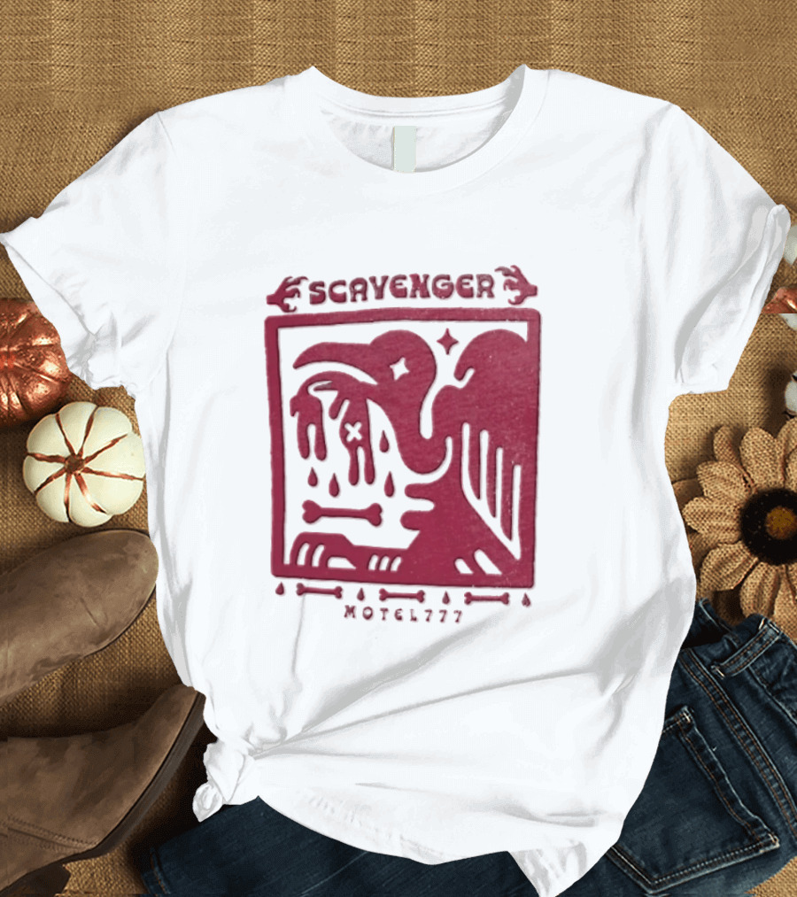 Scavenger Motel 777 Bird Design With Bones And Droplets T-Shirt