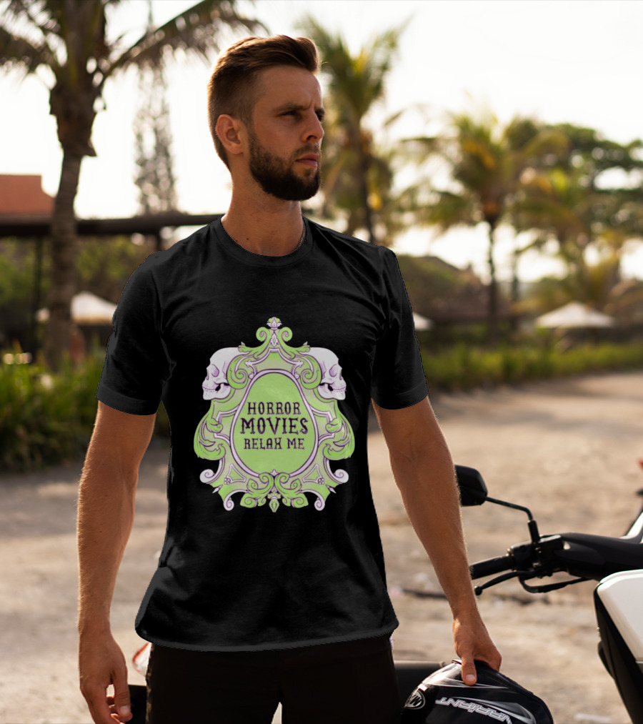 Horror Movies Relax Me Spooky Aesthetic Skulls Gothic Frame T-Shirt