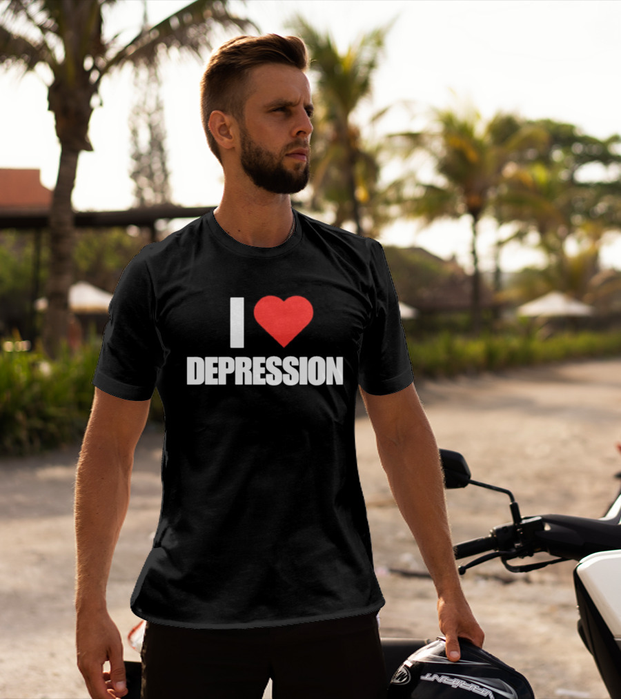 I Heart Depression Text With Red Love T-Shirt