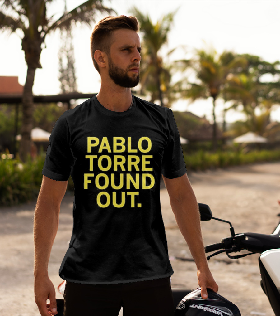 Pablo Torre Found Out Text Bold Yellow Lettering T-Shirt
