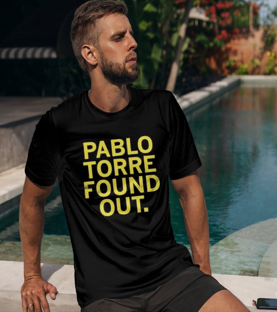 Pablo Torre Found Out Text Bold Yellow Lettering T-Shirt