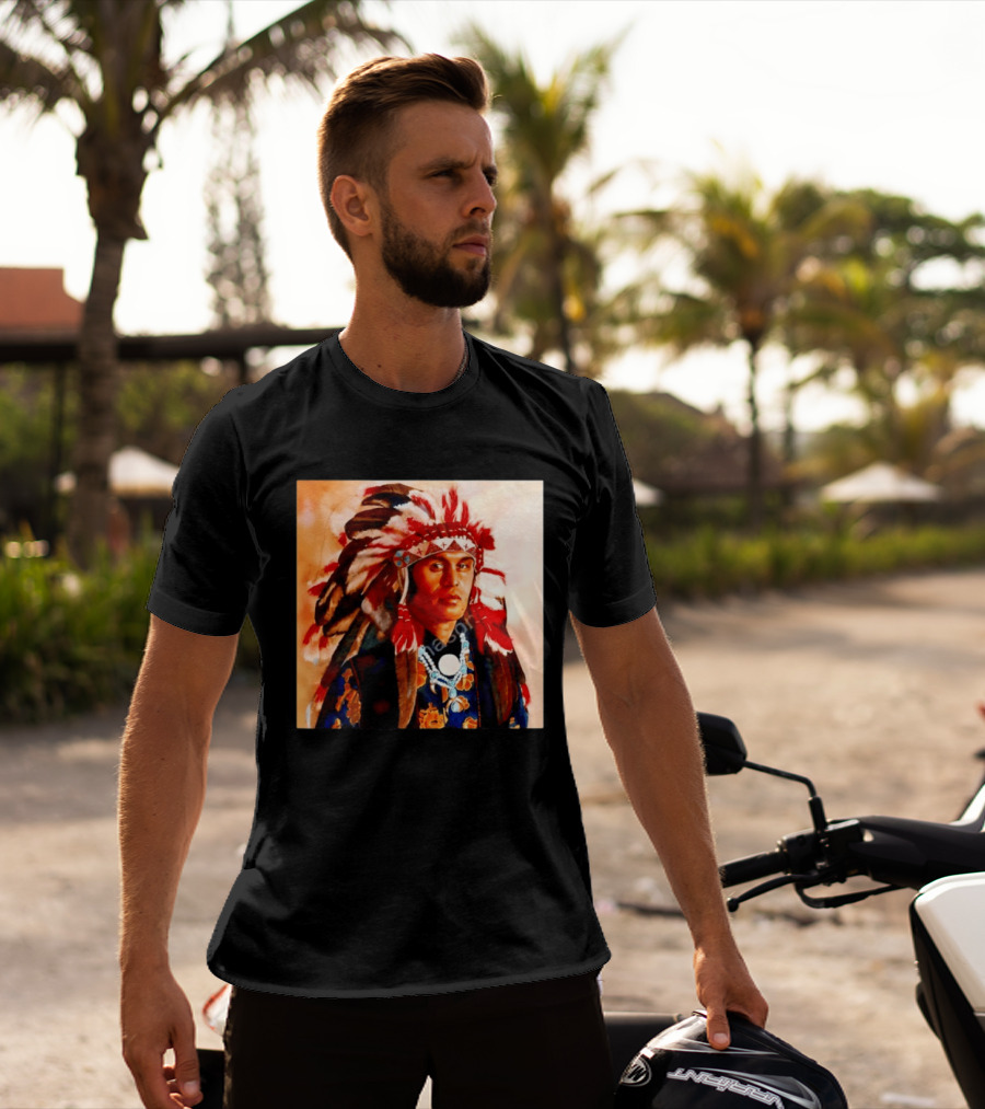Chief Kirk Native American Indigenous Headdress And Traditional Attire T-Shirt