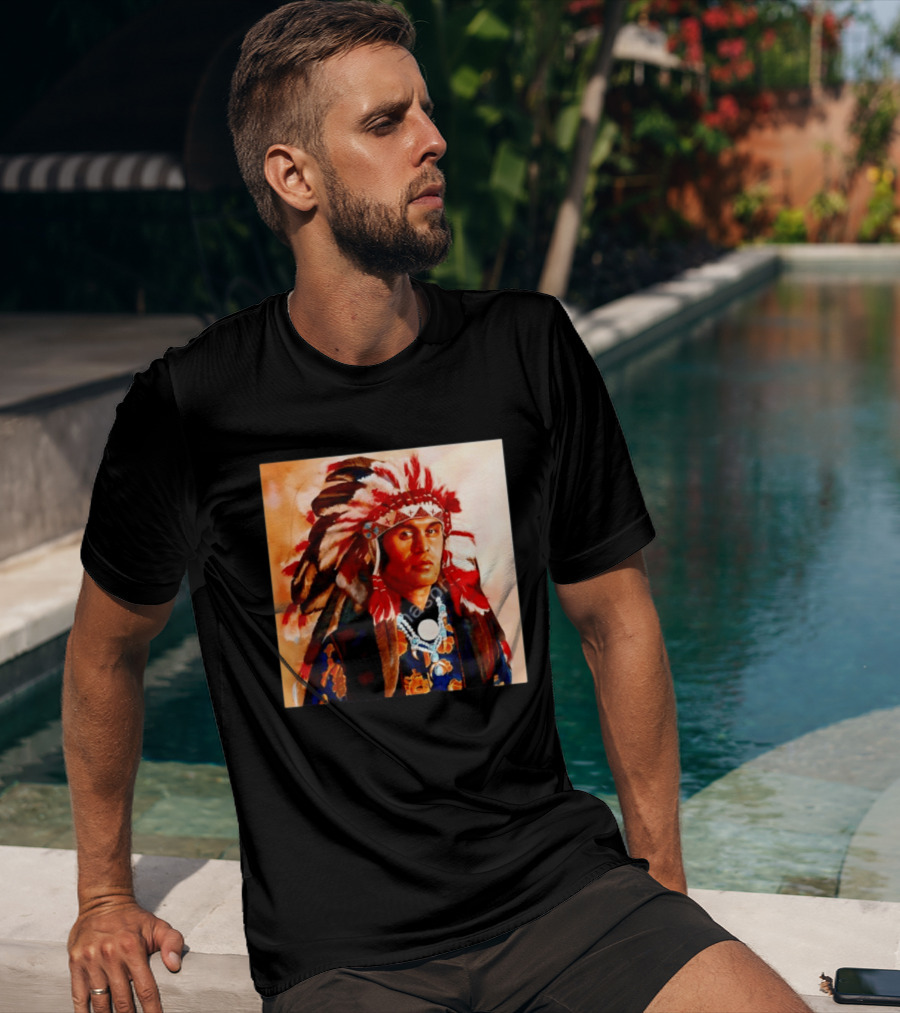 Chief Kirk Native American Indigenous Headdress And Traditional Attire T-Shirt