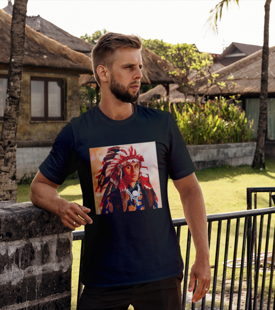 Chief Kirk Native American Indigenous Headdress And Traditional Attire T-Shirt