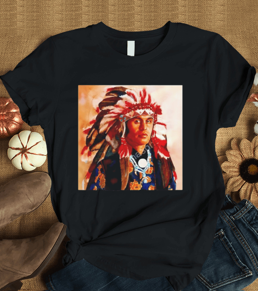 Chief Kirk Native American Indigenous Headdress And Traditional Attire T-Shirt